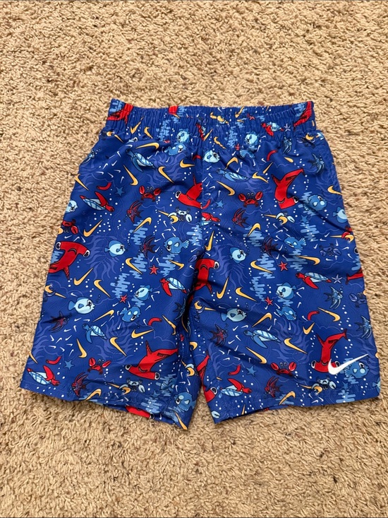Nike Other - Nike Blue Swim Trunks with Red & Yellow Shark Motif